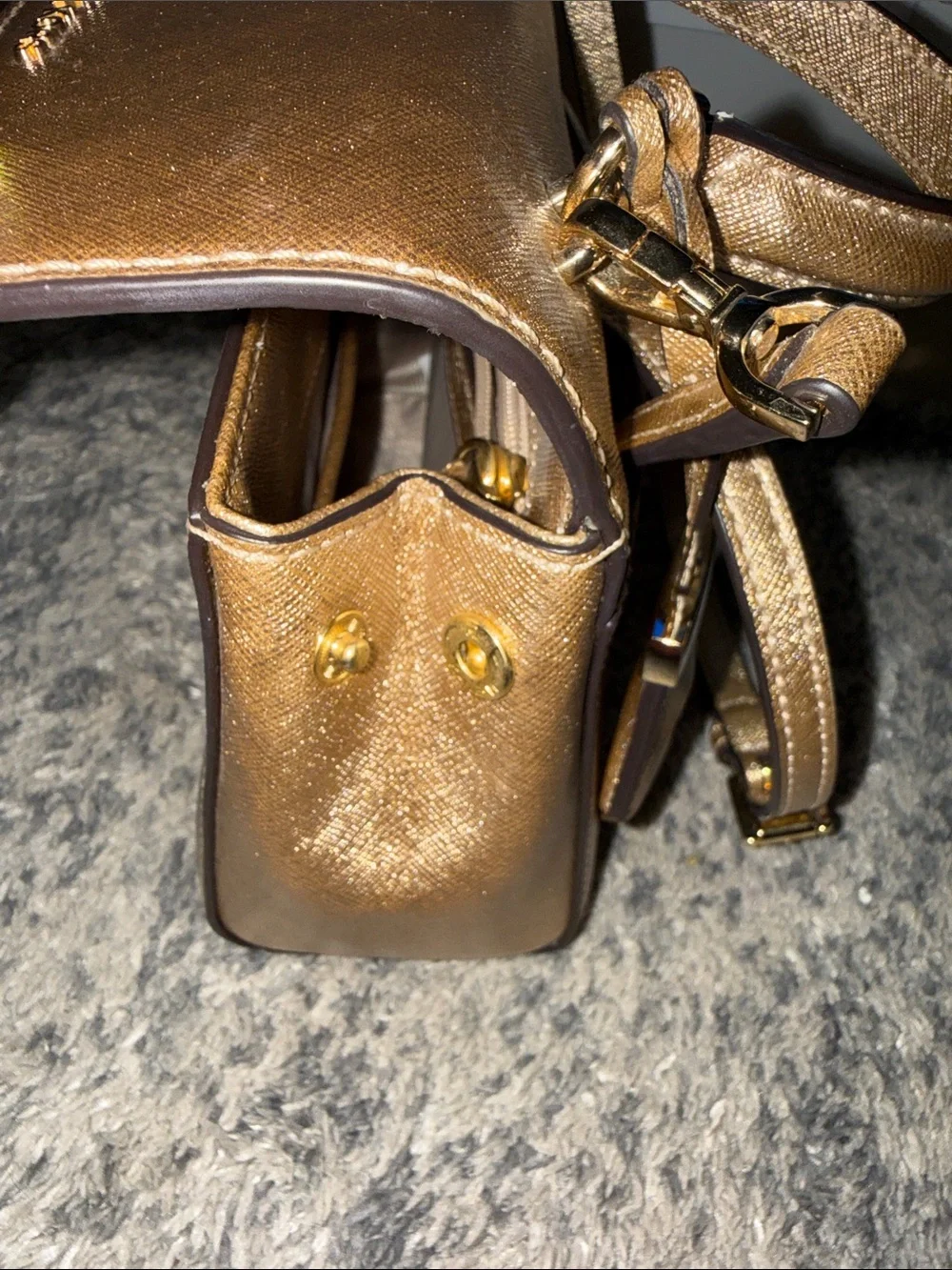 Michael Kors Ava Small Satchel in Metallic Gold Champagne finish